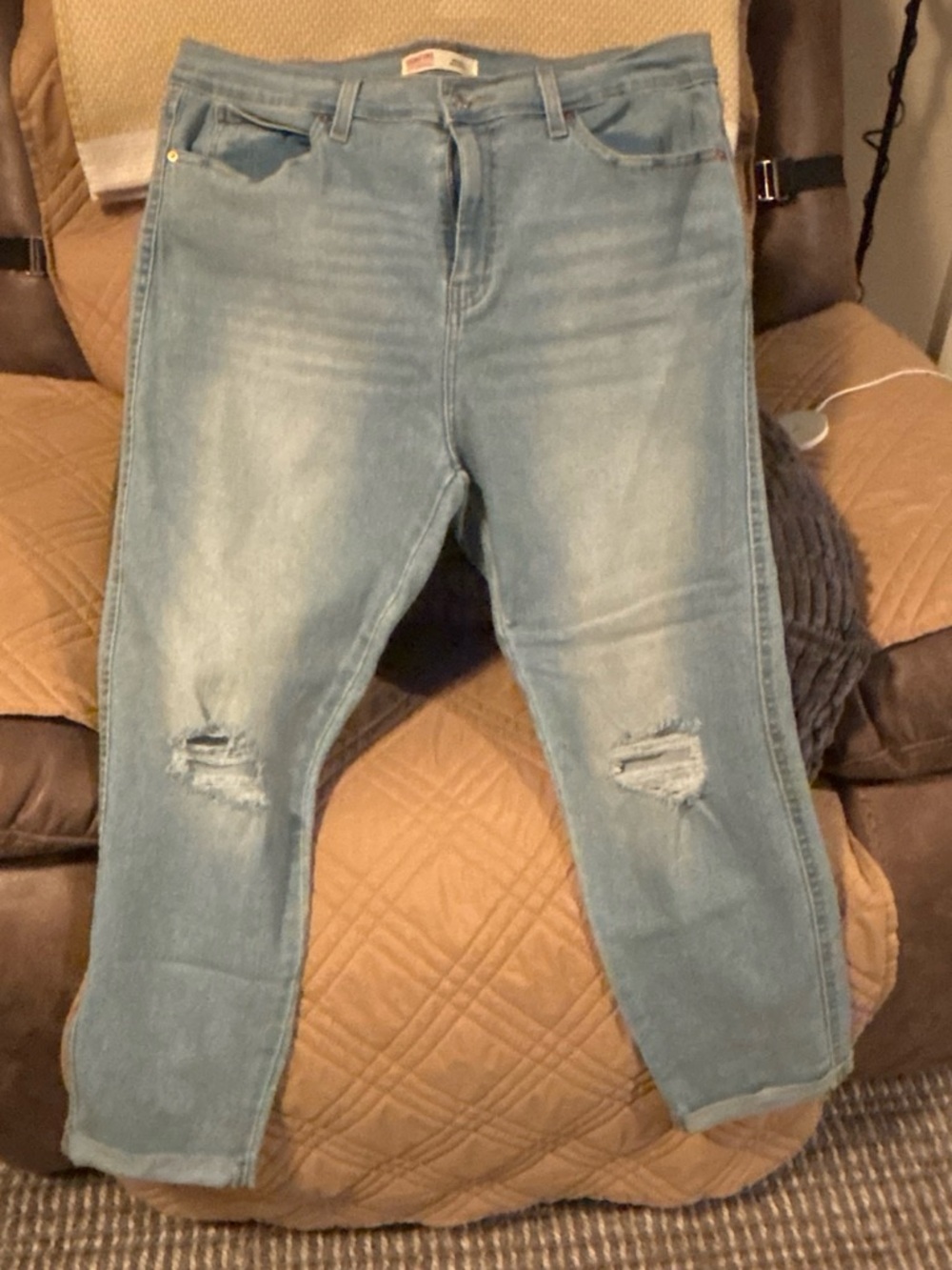 Signature by Levi Strauss Light Blue Distressed Ankle Jeans